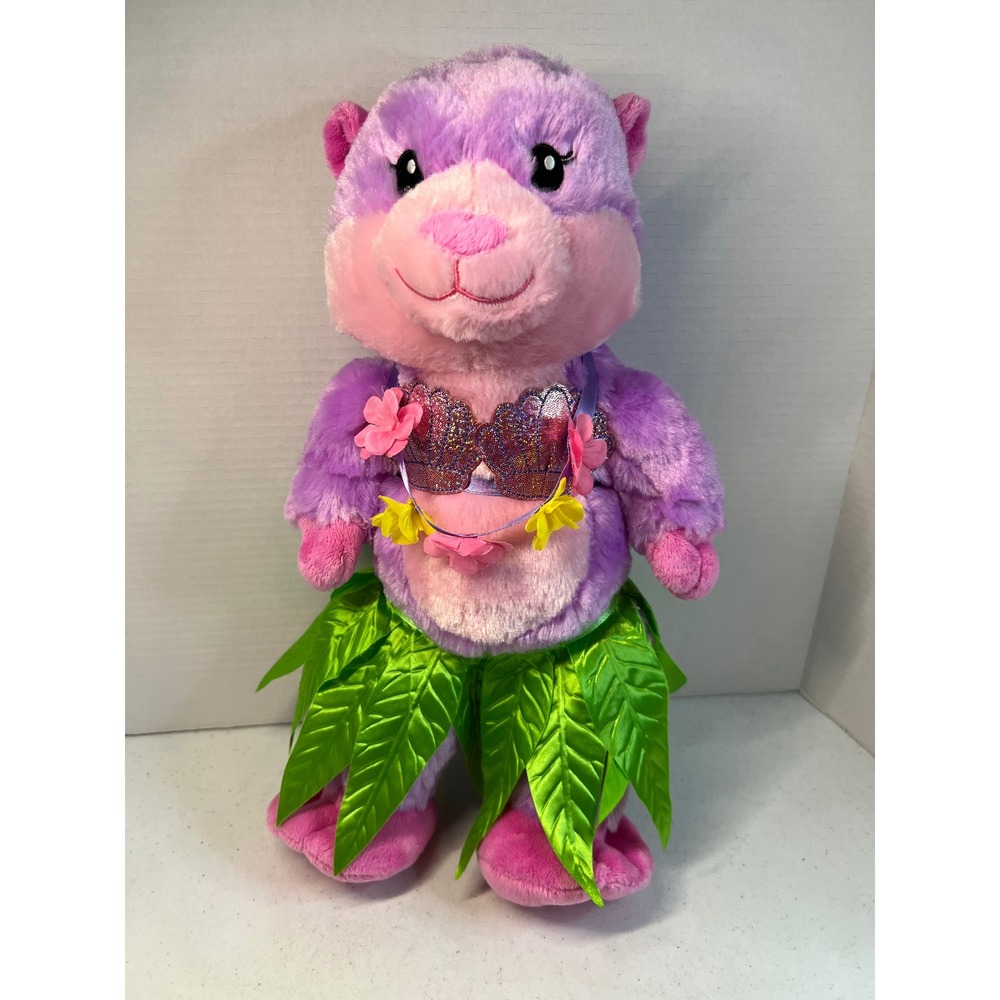 Build-A-Bear Purple Pink Otter Plush Hula Outfit Shell Top Leaf Skirt 16 Inch